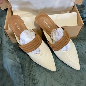 Cream and brown conscious comfort stylish and sustainable shoes.